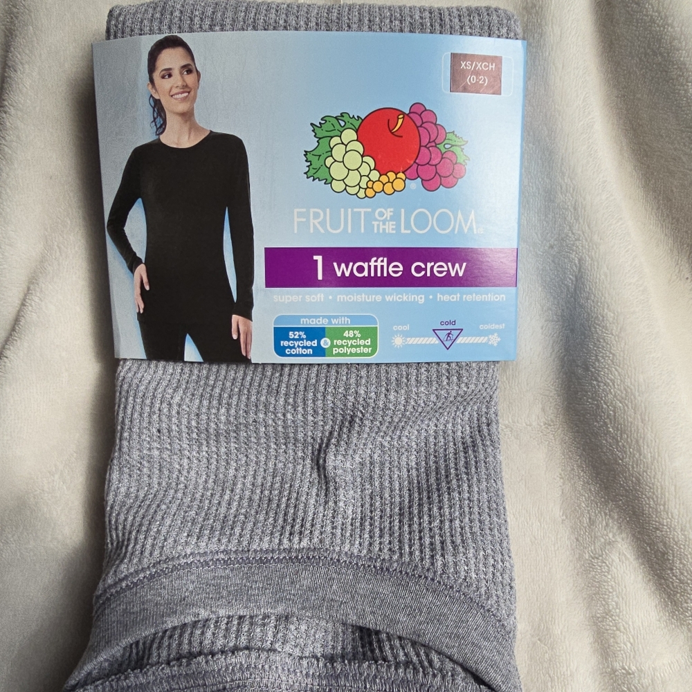 Fruit of the Loom Gray Waffle Crew Thermal Top
